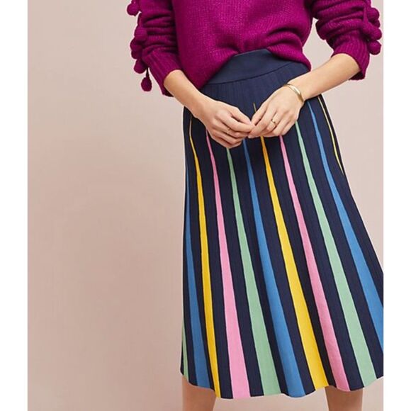 Anthropologie Maeve Multicolor Knit Flare Midi Skirt  Women's Size XL - Picture 1 of 9
